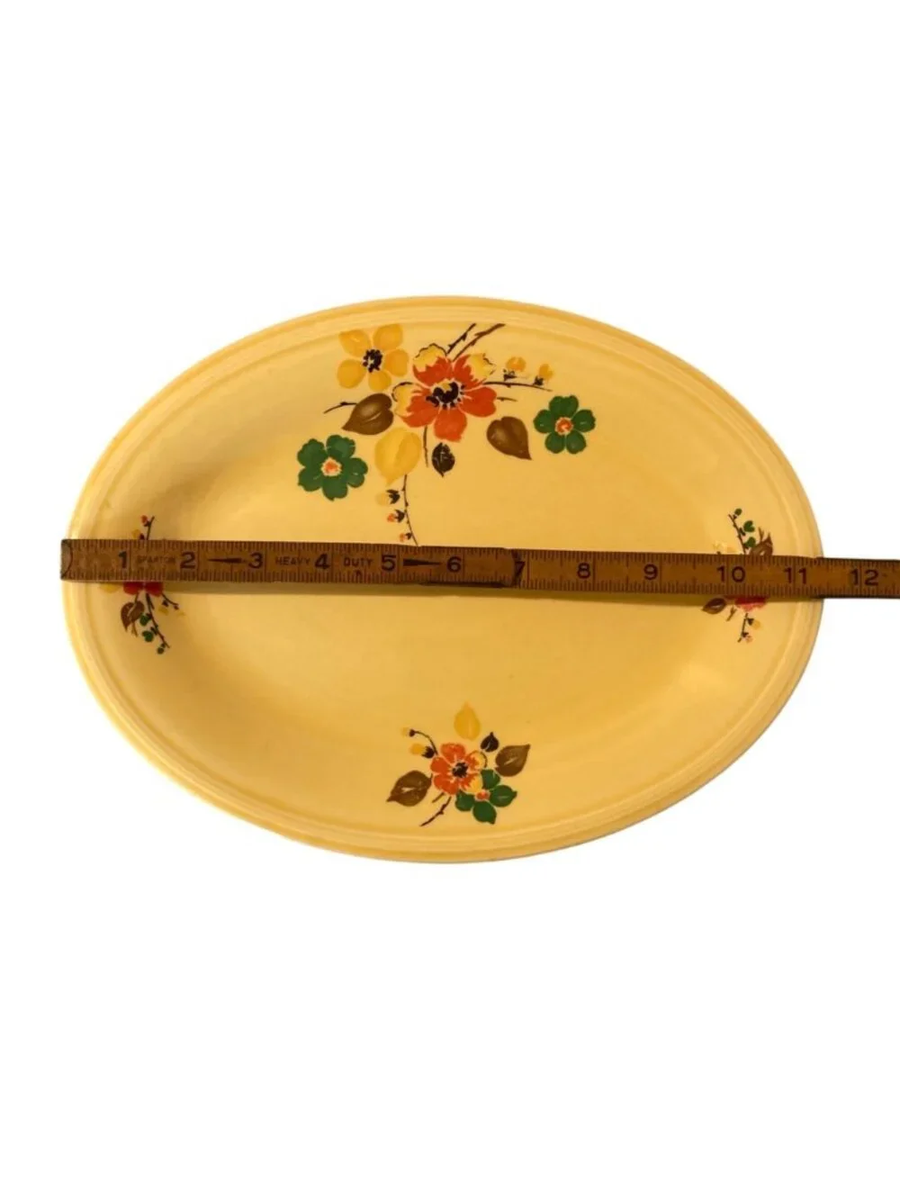 Vintage 1940s Oval Serving Platter Yellow Floral Pattern By Edwin M Knowles